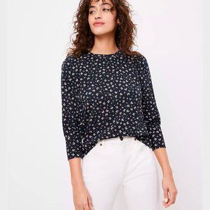 NWT LOFT Floral Puff Shoulder Top